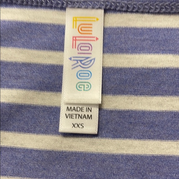 LuLaRoe New XXS Blue & White Striped Perfect T-Shirt NWT - Picture 5 of 8